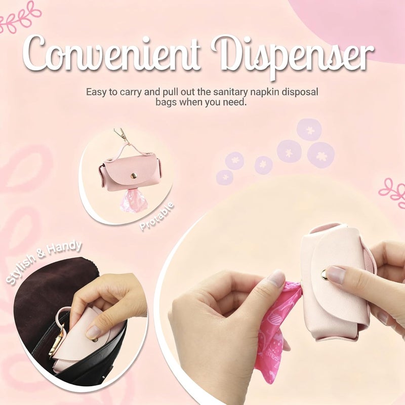 Eyryfui Sanitary Napkin Disposal Bags with Dispenser Feminine Hygiene Disposal Bags for Tampons Trash Bag, Personal Care Sanitary Bag for Women Privacy Handling (Pink) - Image 3